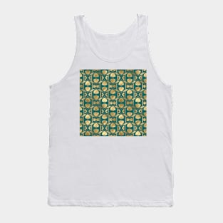 Teal and Gold Vintage Art Deco Scallop Shell Pattern Tank Top